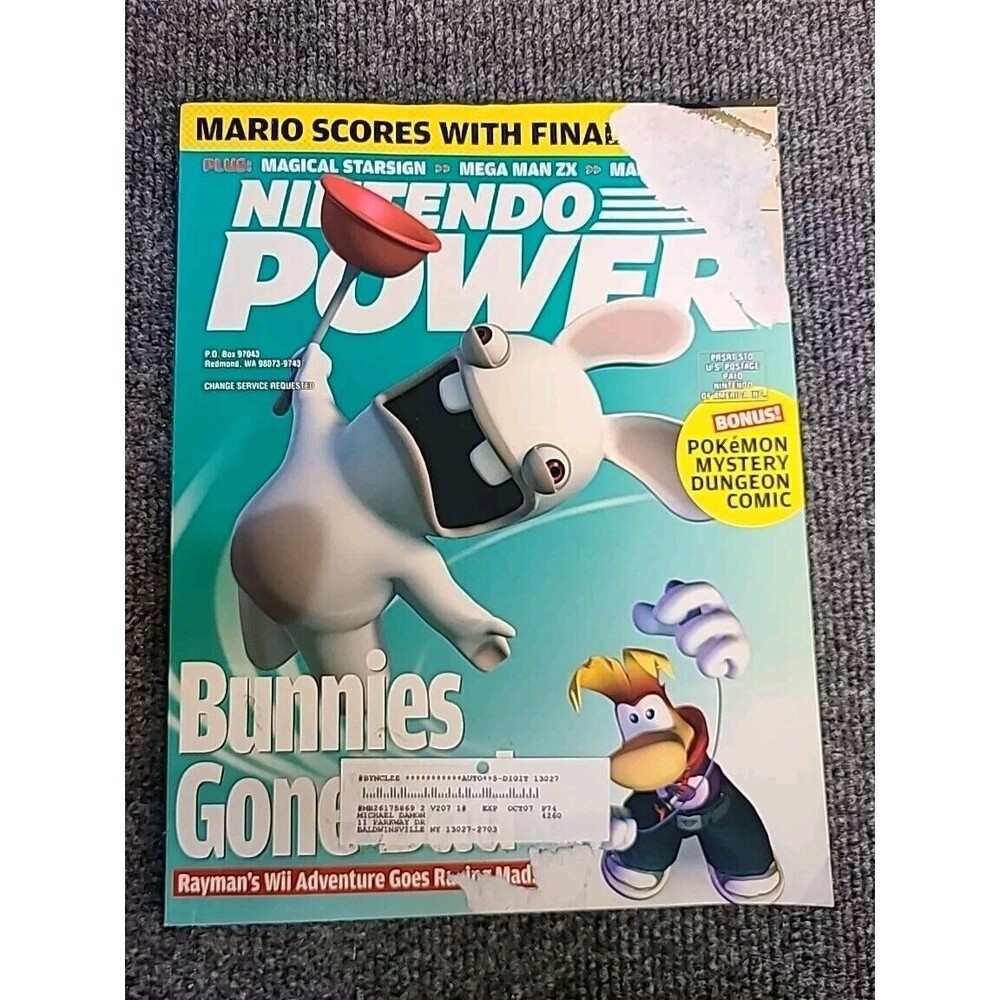 Nintendo Power Mag V207 Rayman Pokemon Comic Dragon Quest poster Damaged Cover
